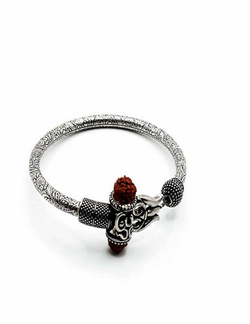 Trisool Ridraksh Dhamaru - Damarukam Kada S925 Silver Men Bracelet