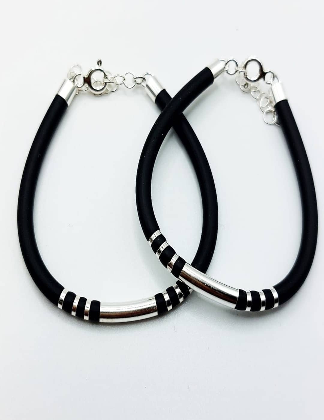 Tube Elastic Bracelet - Anklets Pair S925 Silver