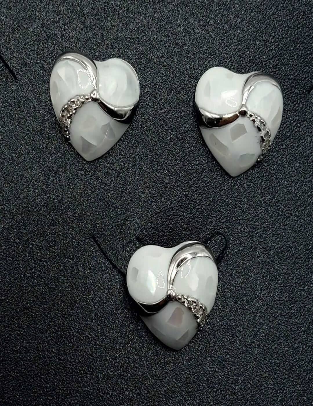 White Heart Set S925 Silver Pendant Set