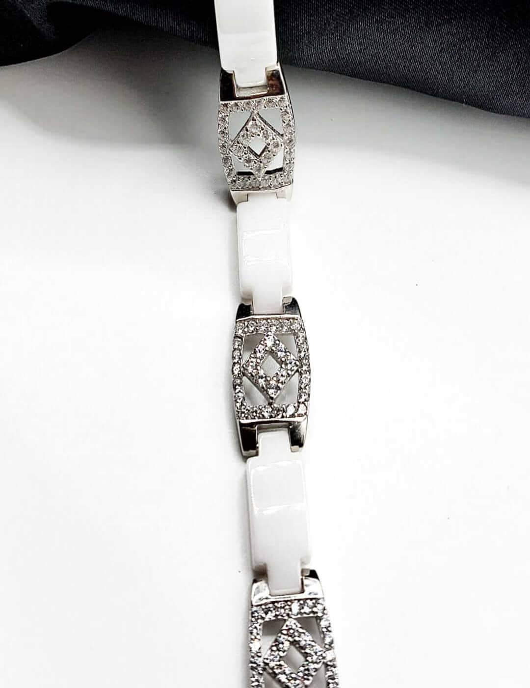 White Marble Intricate Design S925 Silver Men Bracelet