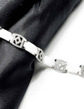 White Marble Intricate Design S925 Silver Men Bracelet